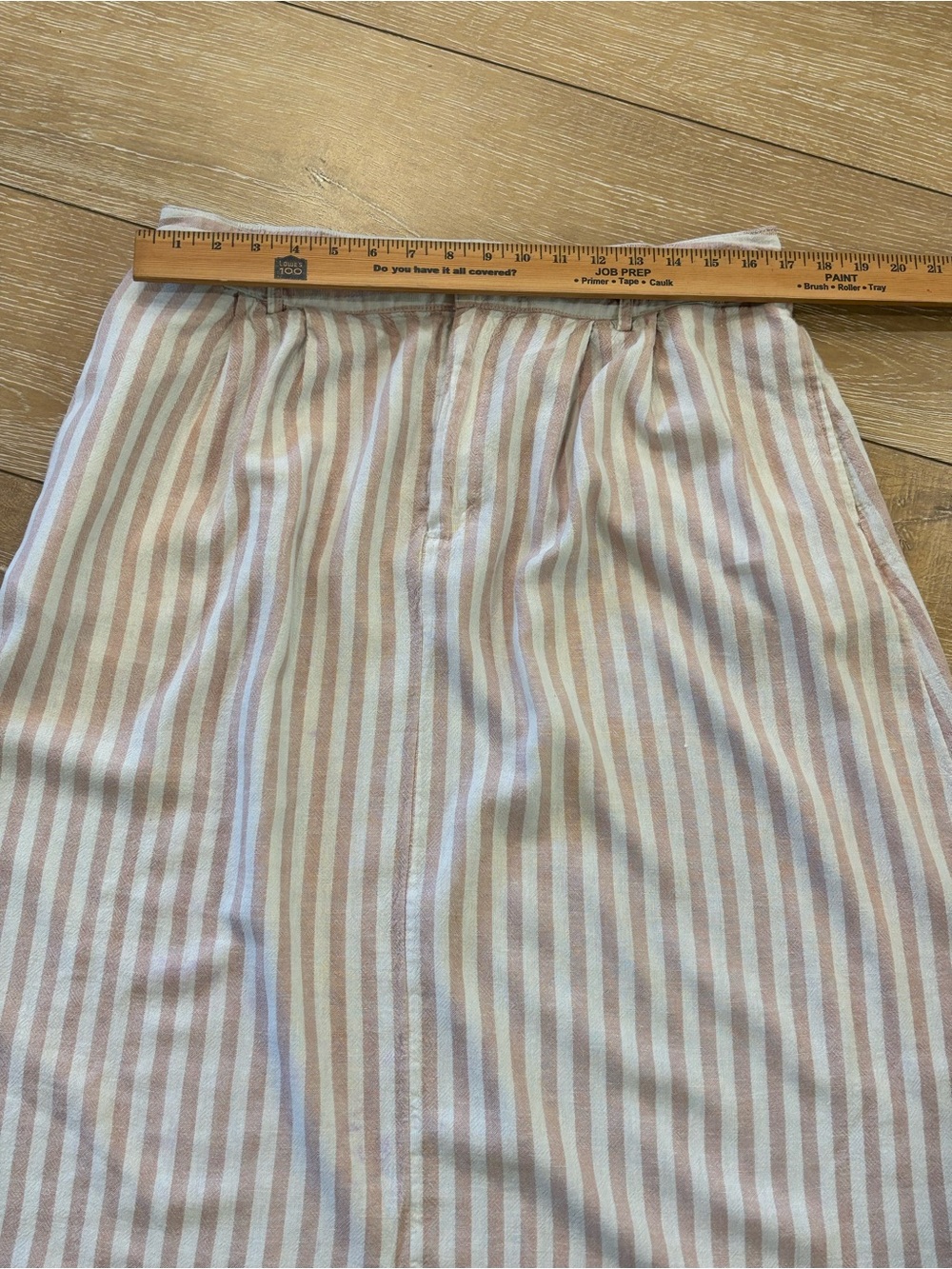 A New Day Pink White Striped Linen Blend Midi Skirt Women’s Large A-Line - Picture 5 of 9